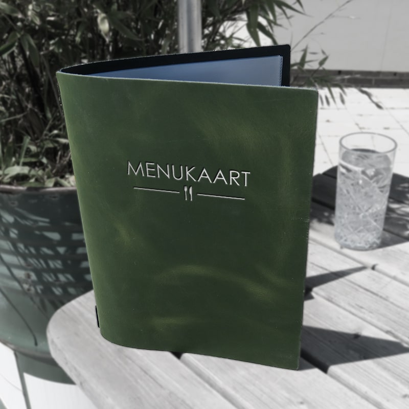 Grüne Pull Up Leder Menükarte - Craft On Table