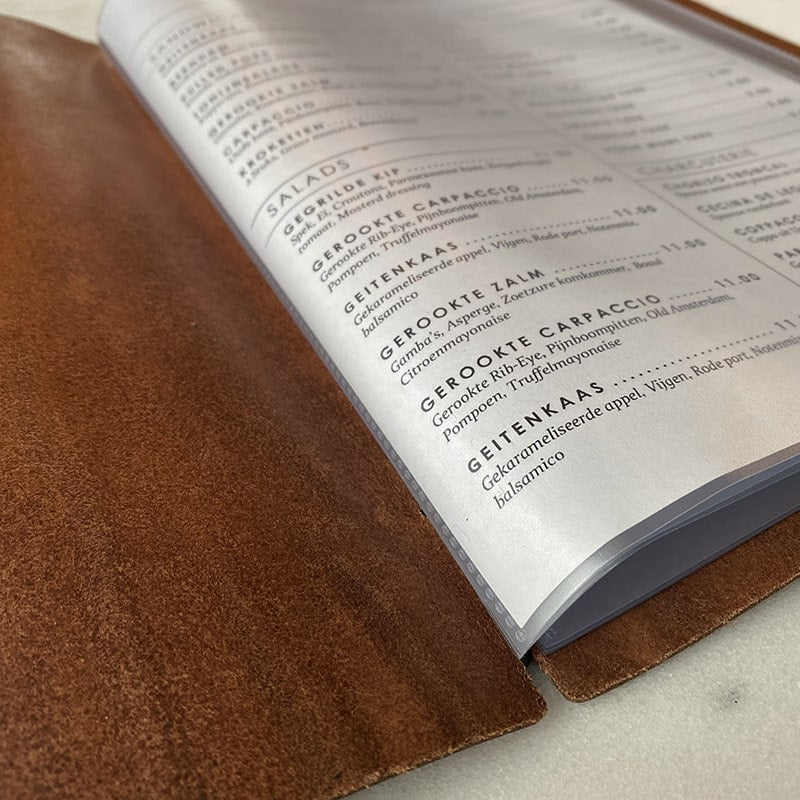 'Chestnut Coated' Speisekarten aus Leder - Craft On Table
