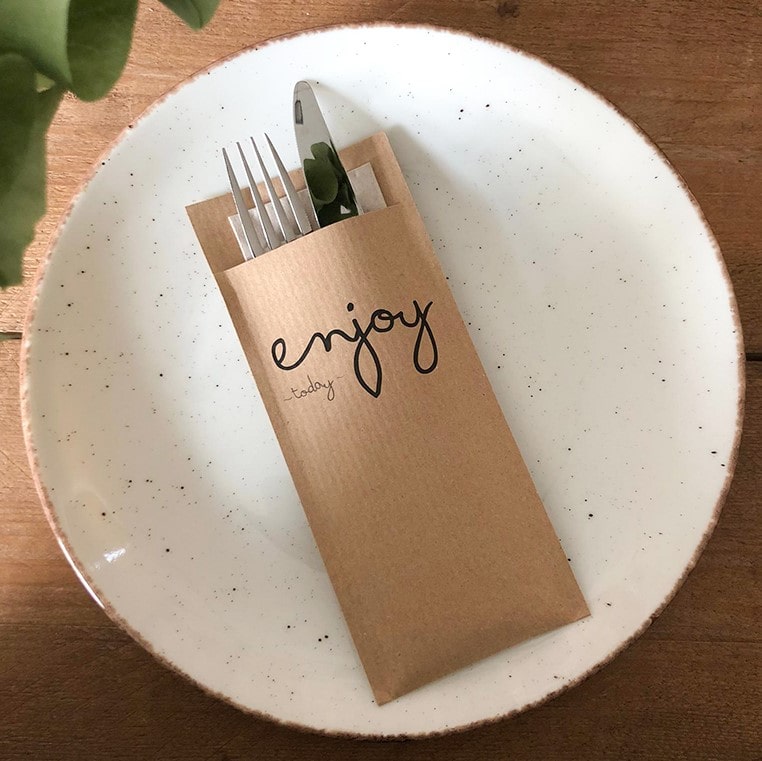 Muster ECO-Bestecktaschen mit Text - Craft On Table