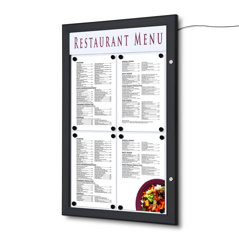 Outdoor Menu Bord 1/2/4 x A4, Zwart - Craft On Table