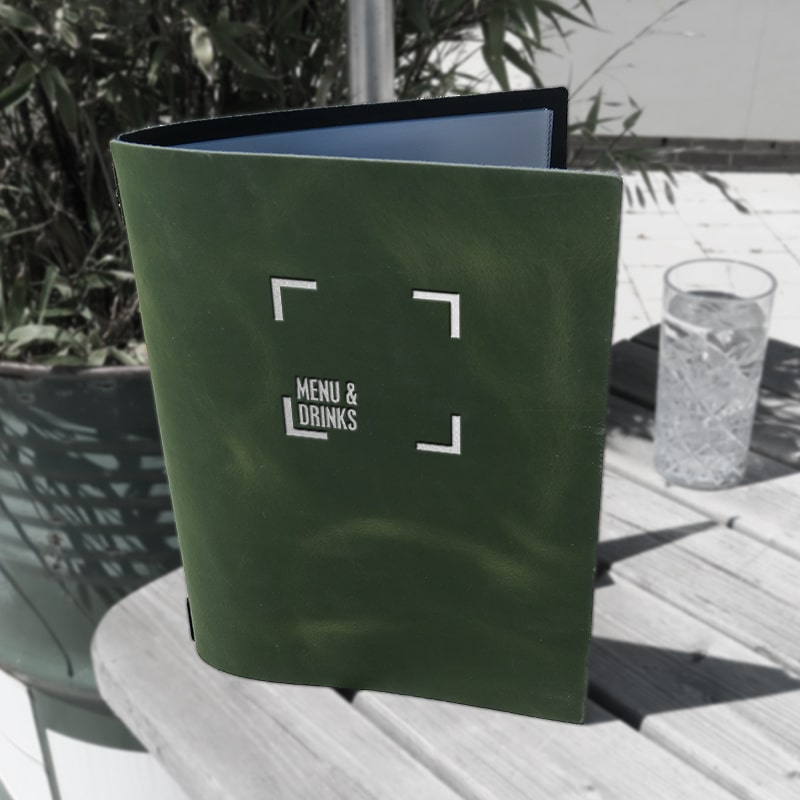 Green Pull Up Lederen Menukaart - Craft On Table