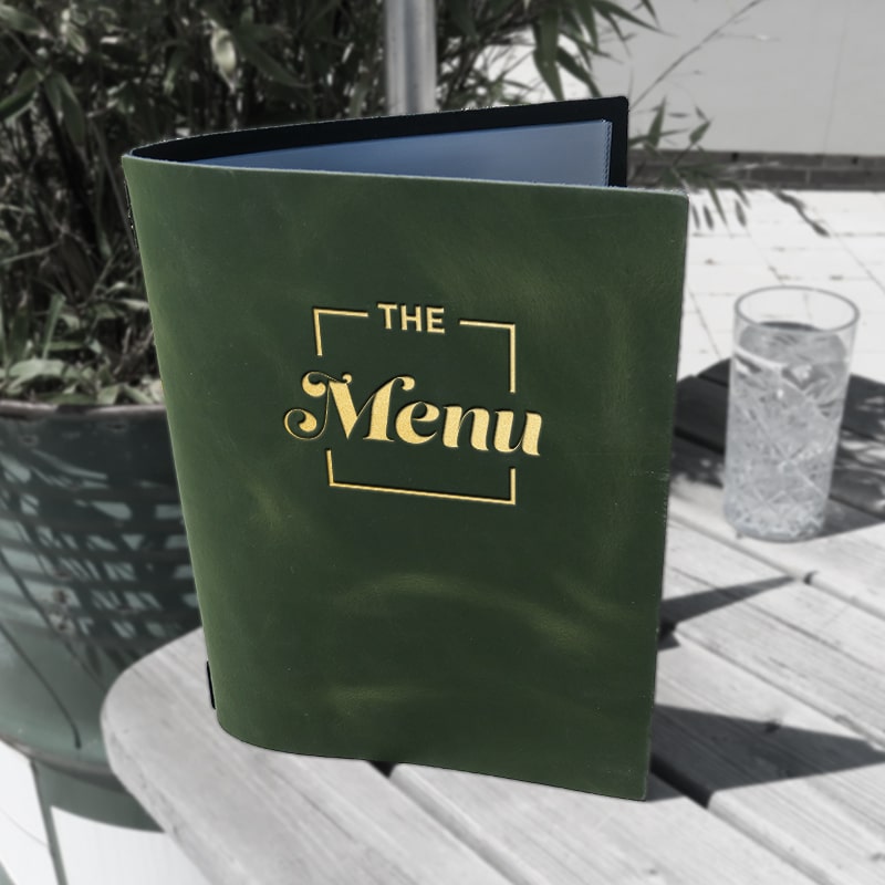 Green Pull Up Lederen Menukaart - Craft On Table