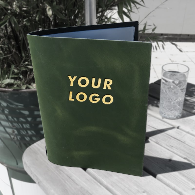 Green Pull Up Lederen Menukaart - Craft On Table